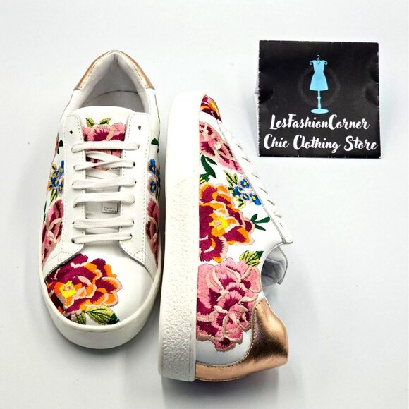 NWOB Johnny Was Women's Floral Embroidered Leather Dylanne Sneakers Sz 7.5 2473 - Picture 11 of 16